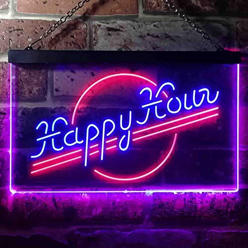 Happy Hour Dual LED Neon Light Sign